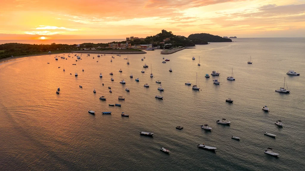 Sunset over Flamingo Marina and the bay near 360 Splendor.